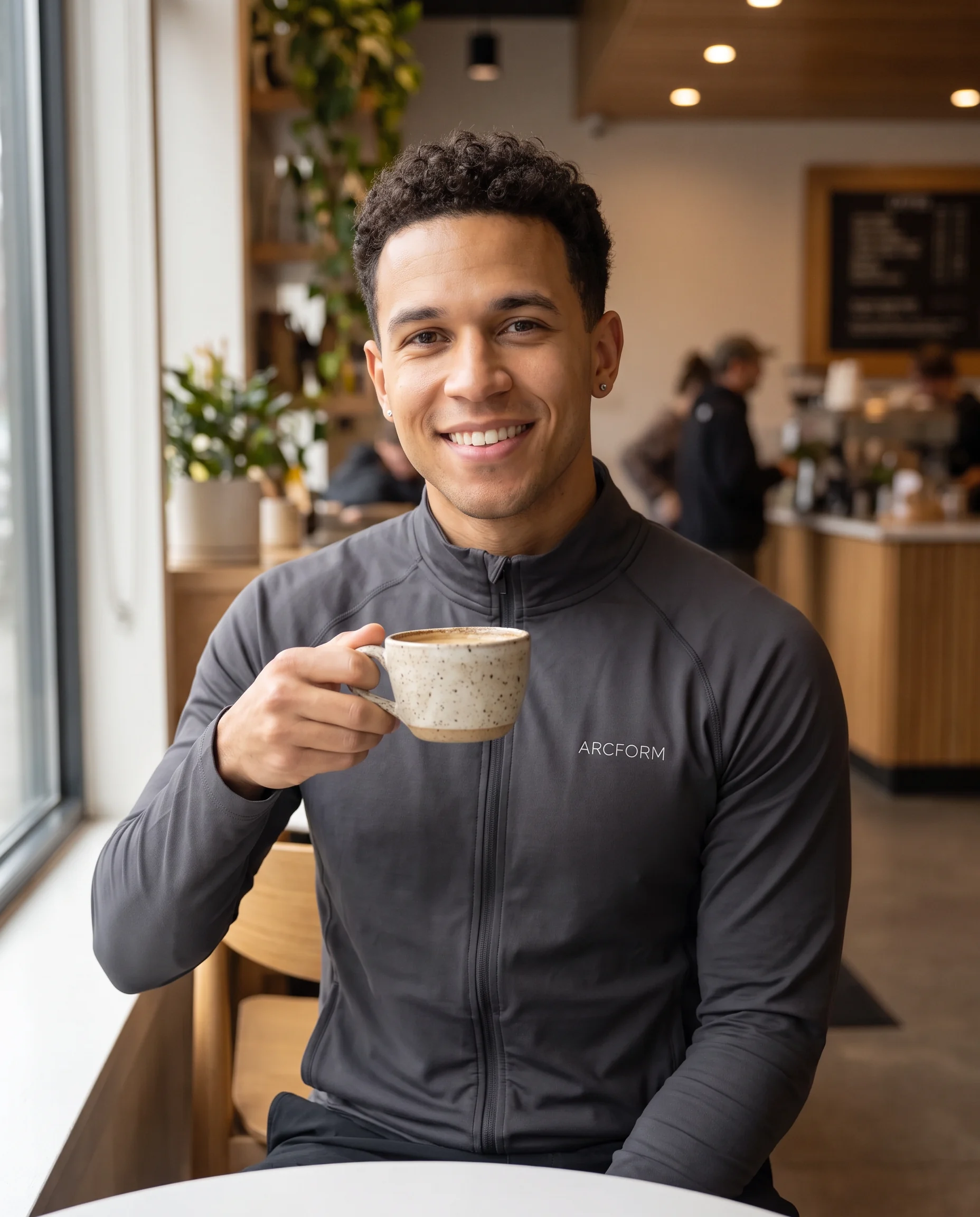The same ambassador in a coffee shop